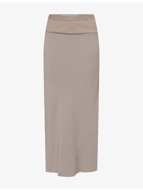 Rick Owens Bias Calf-Length Crepe Midi Skirt