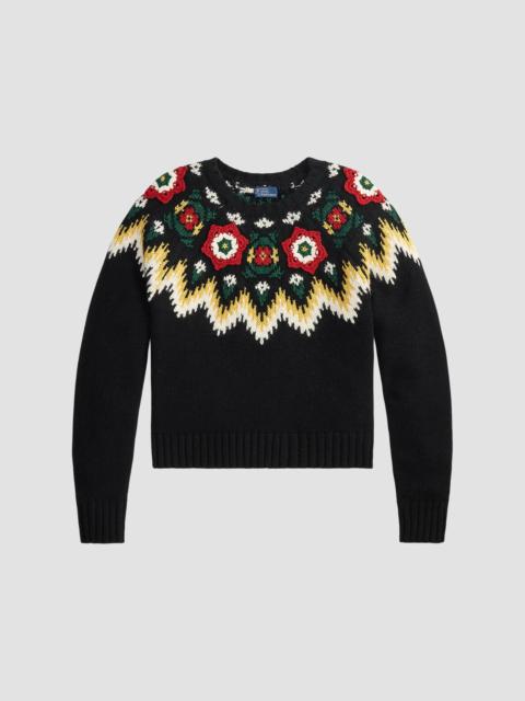 Polo Ralph Lauren Women's Fair-Isle-Inspired Wool-Cotton Sweater - Black