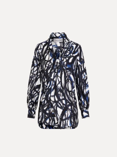 Oscar de la Renta ABSTRACT SKETCH SILK TWILL BLOUSE