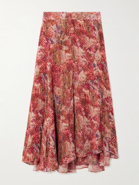 Isabel Marant Hortensia Asymmetric Snake-print Silk-blend Devoré-velvet Skirt