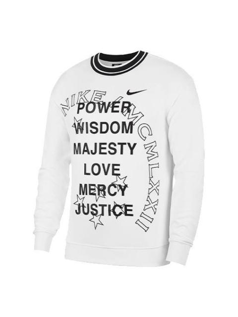 Nike Nike Alphabet Printing Casual Sports Round Neck Pullover White CJ4963-100