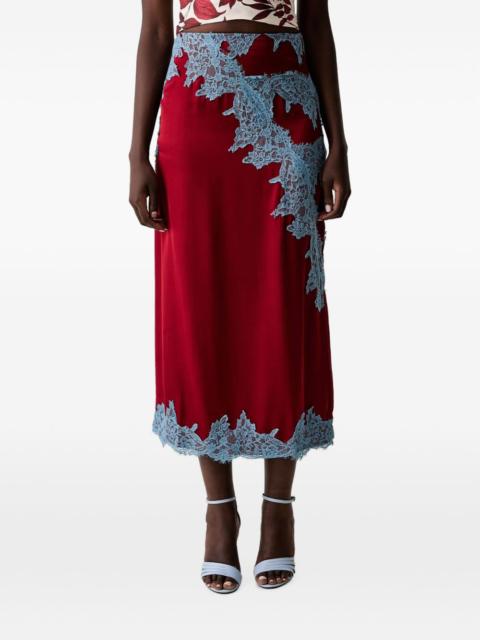 Never Fully Dressed lace-appliqué midi skirt