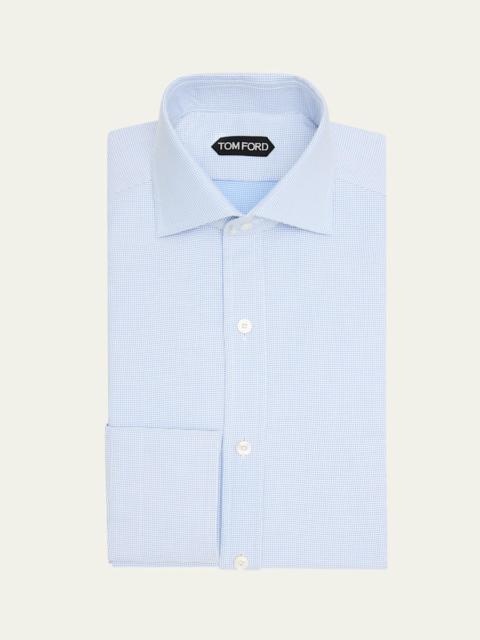 TOM FORD Men's Cotton Woven Micro-Check Dress Shirt