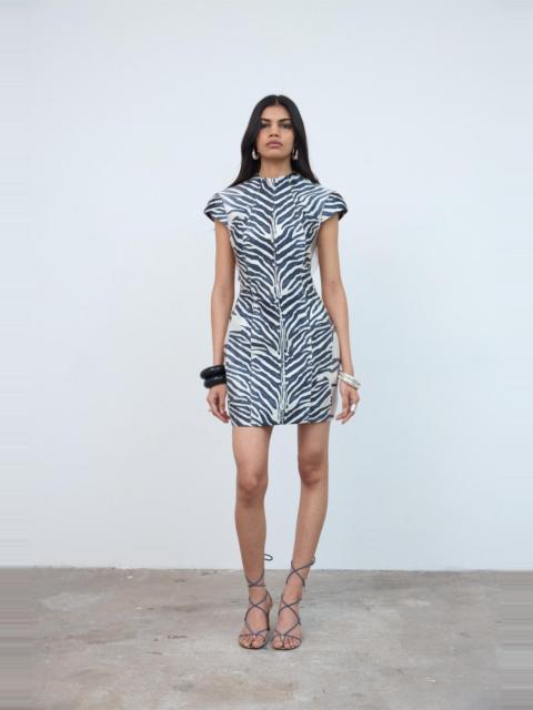 De La Vali ZENA MINI DRESS IN ZEBRA PRINTED TWILL