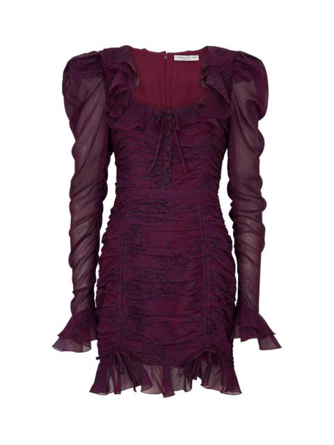 Leopard-print ruched silk-chiffon mini dress