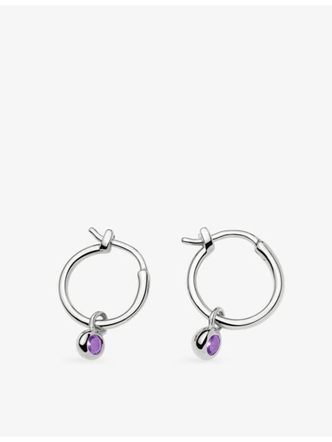 MISSOMA February Birthstone Mini Charm Silver-Plated Brass and Amethyst Hoop Earrings