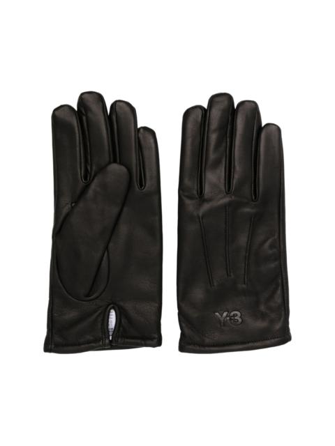 Y-3 logo-embossed leather gloves