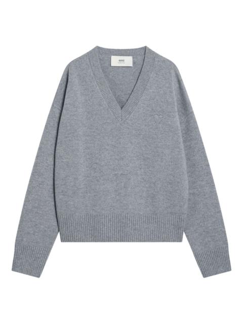 AMI Paris logo-embroidered V-neck sweater