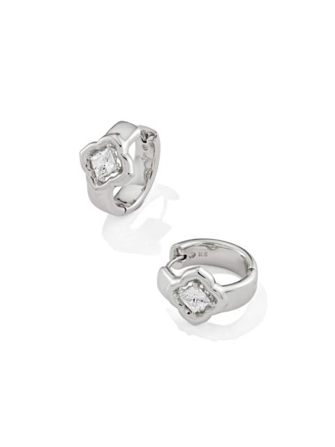 KENDRA SCOTT Mallory Crystal Silver Huggie Earrings