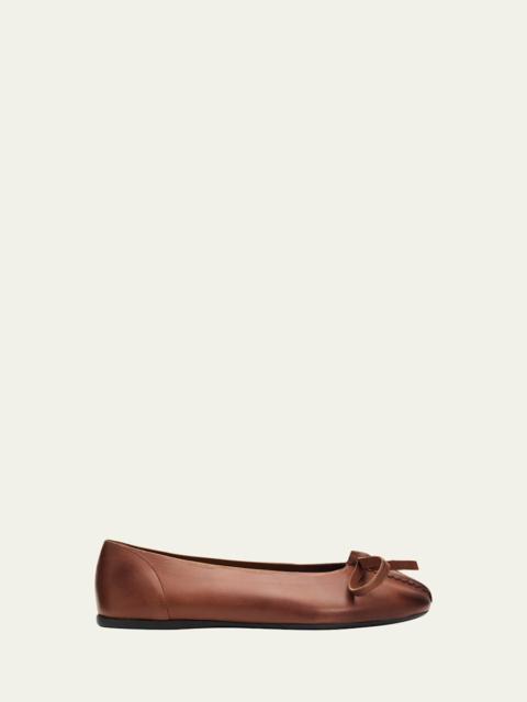 Prada Antiqued Leather Ballerina Flats