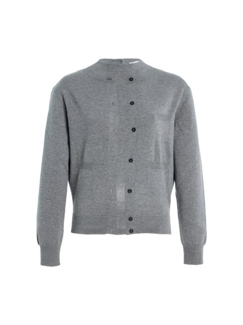 MARIE ADAM-LEENAERDT Trompe l'Oeil Wool-Cotton Cardigan grey
