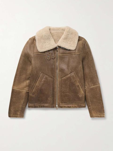 Yves Salomon Shearling-Lined Leather Aviator Jacket