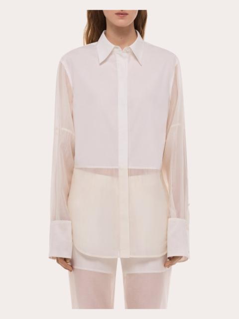 Helmut Lang Cotton Poplin Voile Combo Button-Up