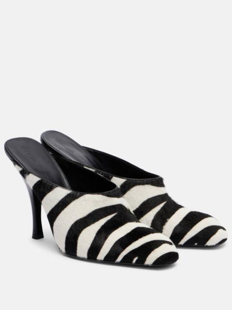 KHAITE Colt 100 zebra-print calf hair mules