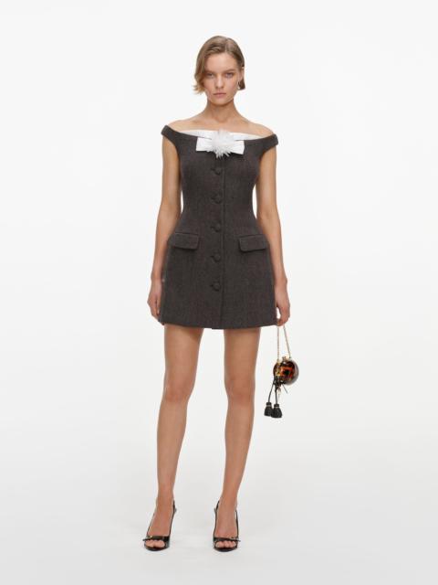 self-portrait Brown Off Shoulder Collar Mini Dress