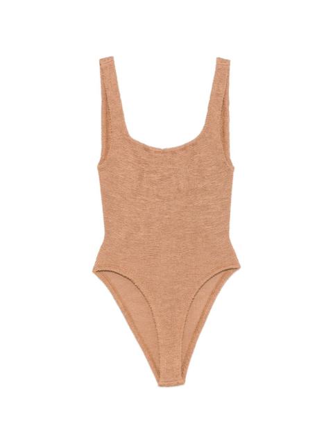 Hunza G crinkle-effect square-neck swimsuit