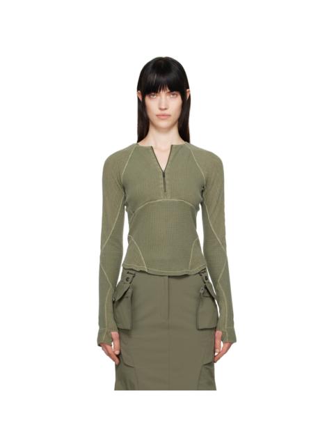 HYEIN SEO Khaki Half-Zip Raglan T-shirt