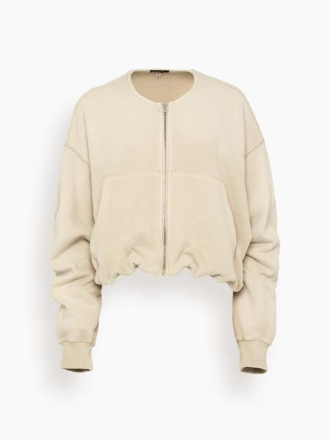R13 Balloon Zip-Up Crewneck in Natural Off-White