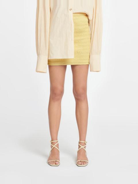 Smocked Okobor™ Alt-Leather Mini Skirt