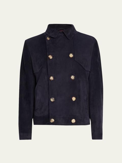 Brunello Cucinelli Men's Double-Breasted Leather Jacket
