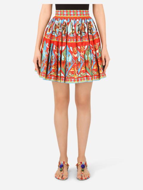 Short Carretto-print poplin skirt