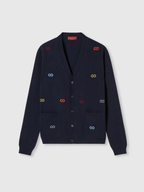 GUCCI Fine cashmere cardigan with intarsia