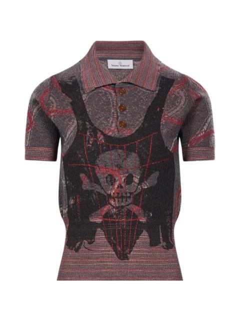 Vivienne Westwood skull-print knitted polo shirt