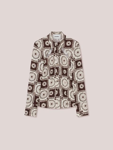 Nanushka HUYEN - Crepe-viscose tile print shirt - Brown