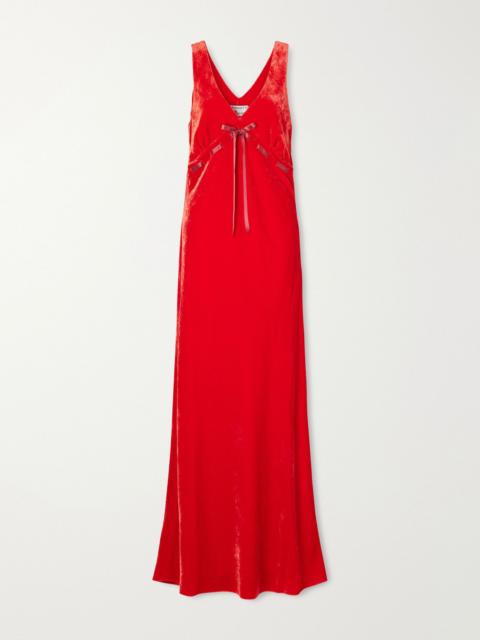 BERNADETTE Camille bow-detailed velvet gown Red