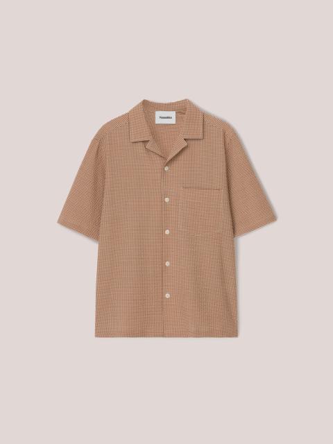 Nanushka BODIL - Vichy-seersucker shirt - Brown&Creme