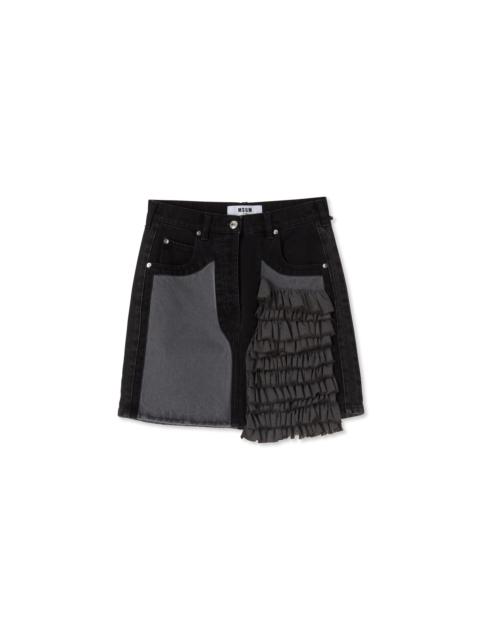 MSGM Mini skirt in "Black Denim with Stitches"