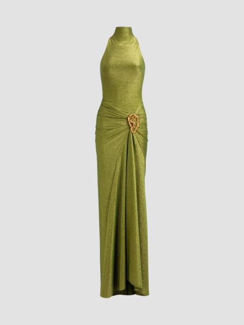 SILVIA TCHERASSI Women's Frances Metallic Halter Gown - Green