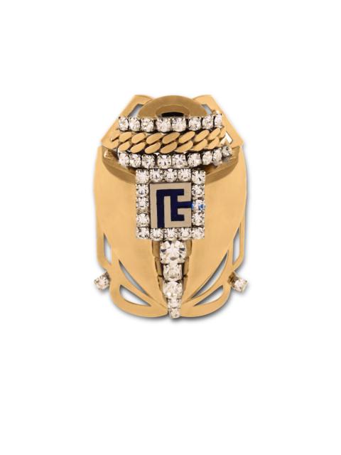 Balmain Large beetle brooch set with crystals