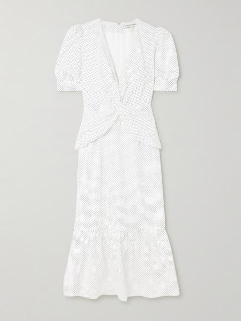 Alessandra Rich Twist-front Gathered Printed Cotton-poplin Midi Dress