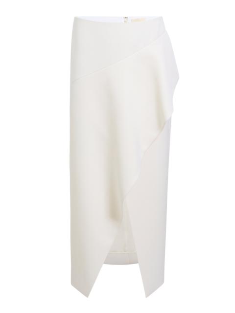 KHAITE Jaia Asymmetric Wool-Canvas Midi Skirt off-white