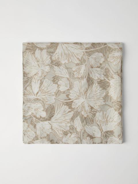Silk flower print pongée foulard