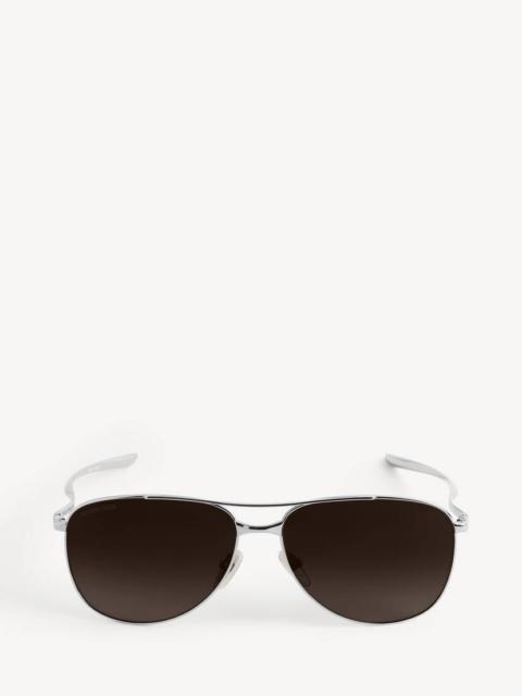 BALENCIAGA Men's Monday Pilot Sunglasses in Shiny Silver
