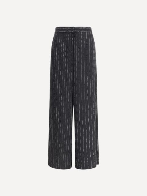 Wide-leg silk Pants with strass