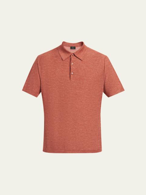 Brioni Men's Heathered Cashmere/Silk-Blend Polo Shirt
