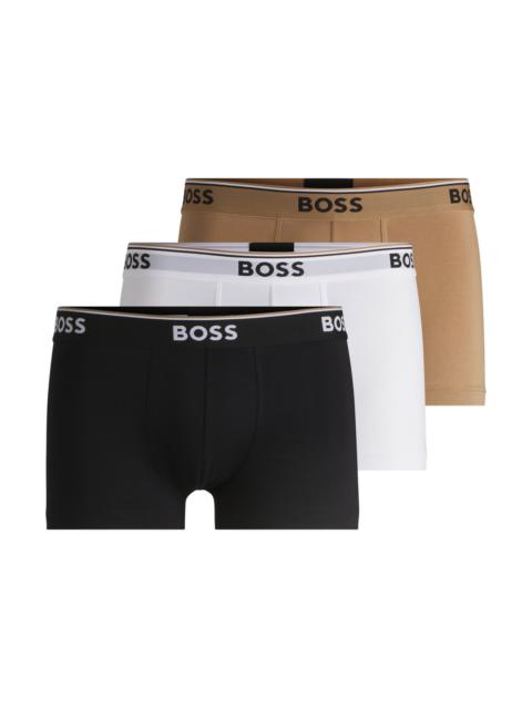 BOSS THREE-PACK OF STRETCH-COTTON TRUNKS WITH LOGO WAISTBANDS