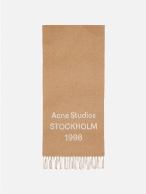 Acne Studios Logo scarf - Wide - Camel/ecru