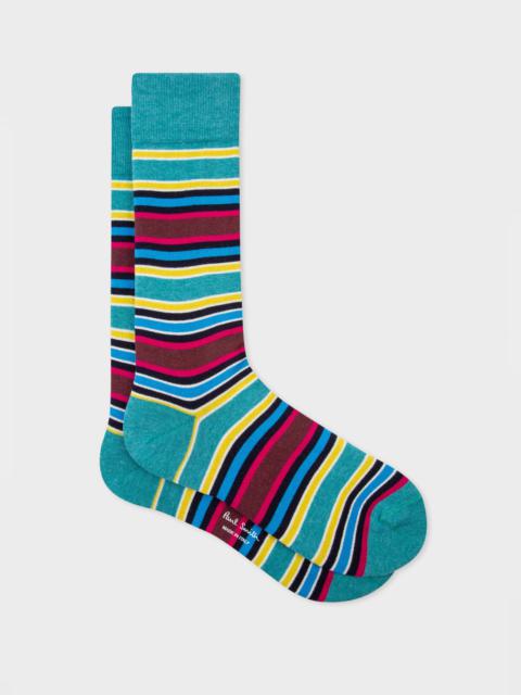 Paul Smith Turquoise Multistripe Socks