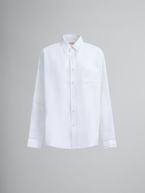 Marni WHITE LINEN SHIRT WITH OPENWORK EMBROIDERY