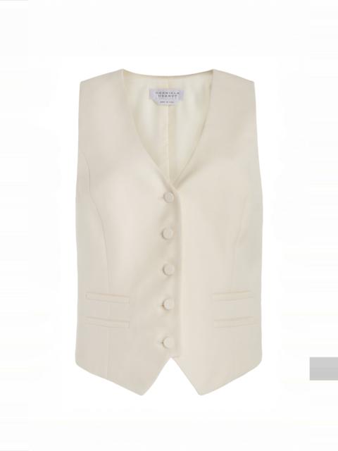 Coleridge Vest in Ivory Virgin Wool Silk with Linen