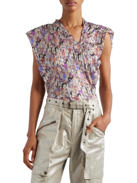 Keddy Abstract Print Cap Sleeve Top