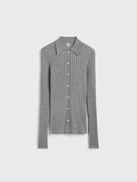 TOTEME Slim ribbed shirt grey melange