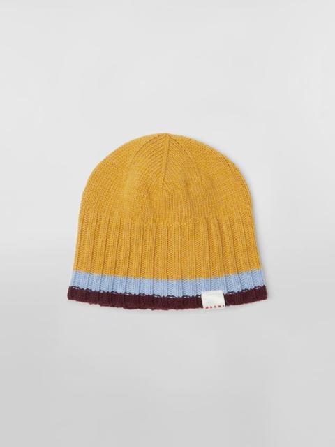 Marni YELLOW VIRGIN WOOL RIBBED BEANIE