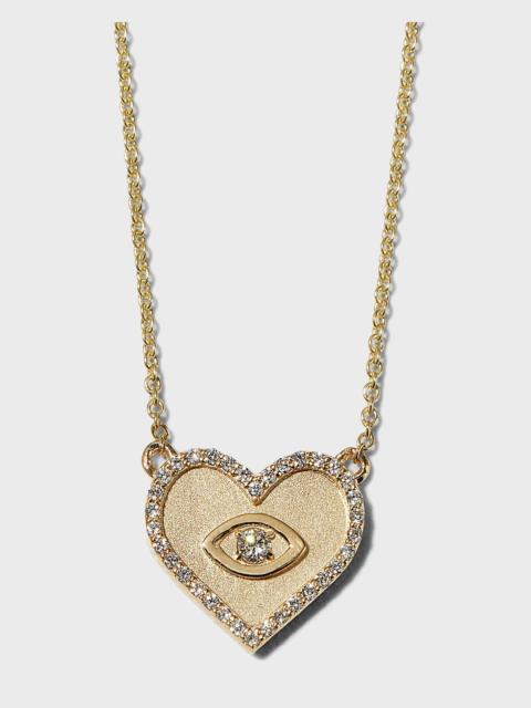 SYDNEY EVAN Yellow Gold Small Heart Necklace with Marquise Eye