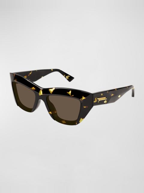 Bottega Veneta Raised Logo Acetate Cat-Eye Sunglasses