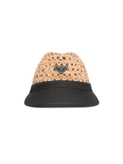 Prada Raffia and nylon visor hat